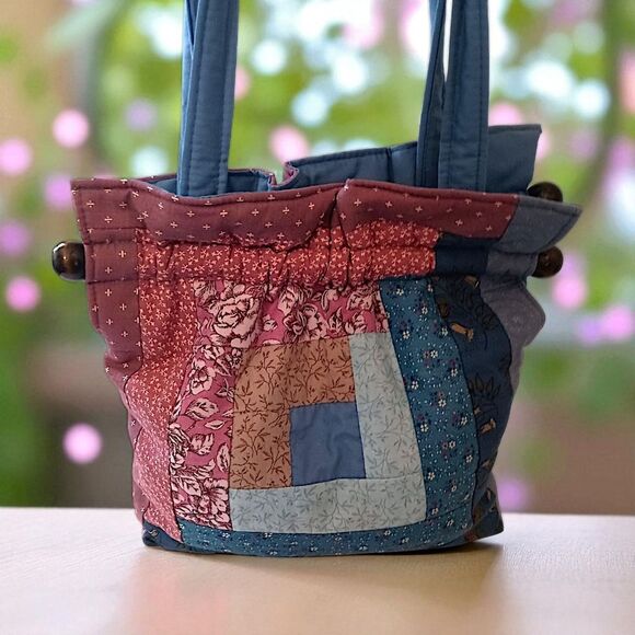 Hand Crafted Quilted Fabric Shoulder Bag Handbag Cottage Hippie Farmhouse Boho - Picture 16 of 16